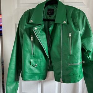 Love Tree Vibrant Green Faux Leather Moto Jacket